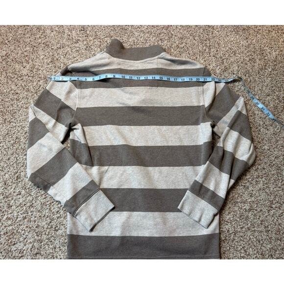Banana Republic Cotton 1/4 Zip Sweater; SO SOFT!! Size M; Cream & Brown Striped - Picture 6 of 8